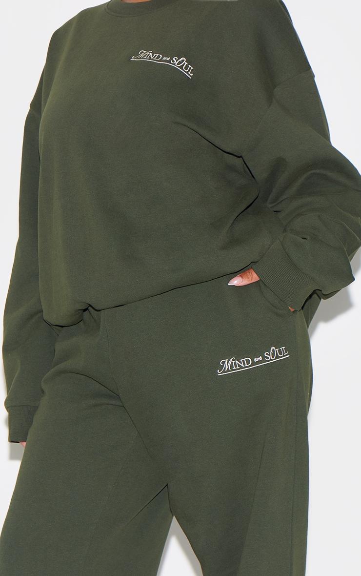 Khaki Mind & Soul Premium Print Oversized Sweatshirt Product Image
