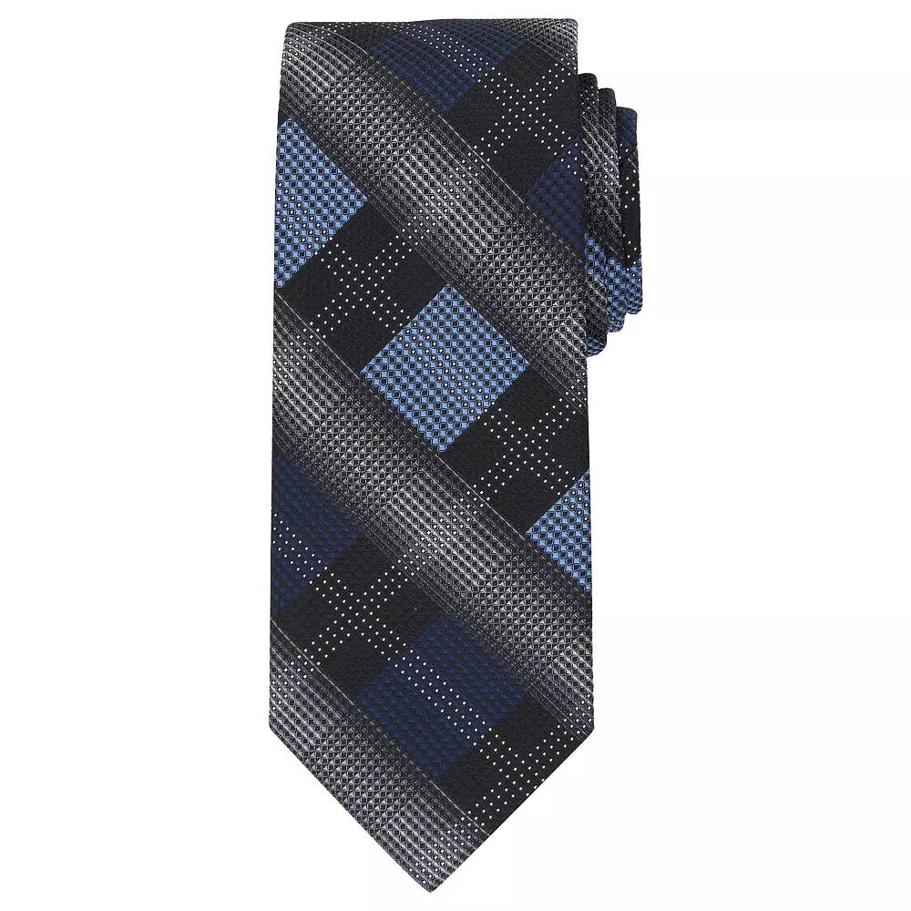 Men's Bespoke Patterned Tie, Black Valencia Product Image