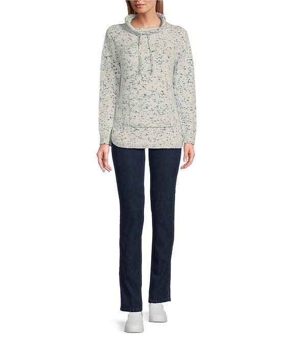 Ruby Rd. Eyelash Knit Mock Neck Long Sleeve Kangaroo Pocket Sweater Product Image