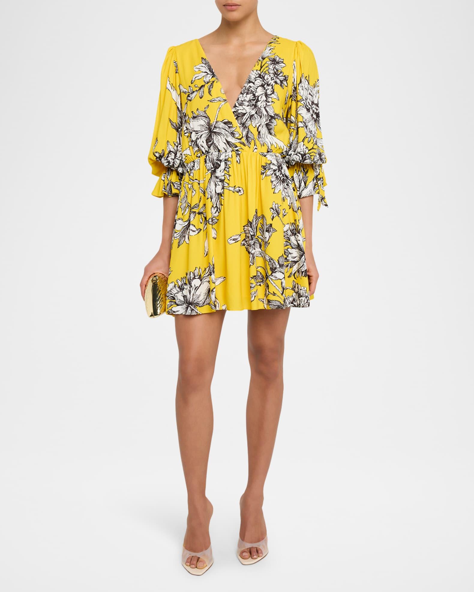 Clarissa Blooming Wild Golden Hour Tie-Sleeve Mini Dress Product Image