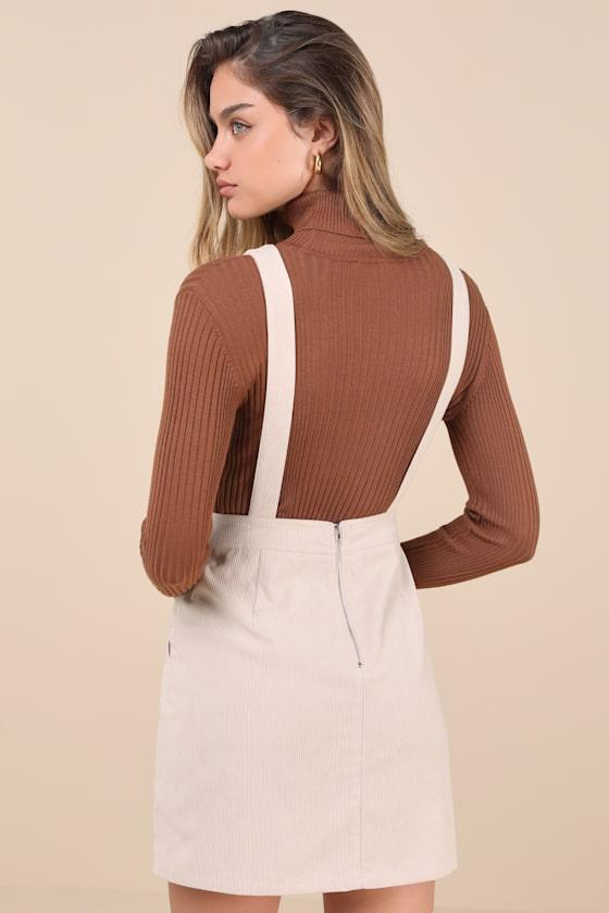 Embracing Autumn Cream Corduroy Pinafore Mini Dress Product Image