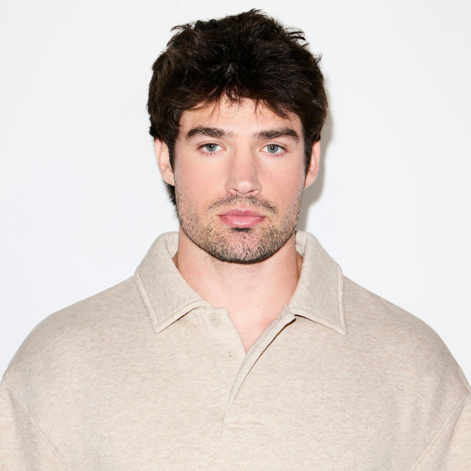 FLEECE LOUNGE MENS RELAXED POLO | DESERT HEATHER GREY Product Image