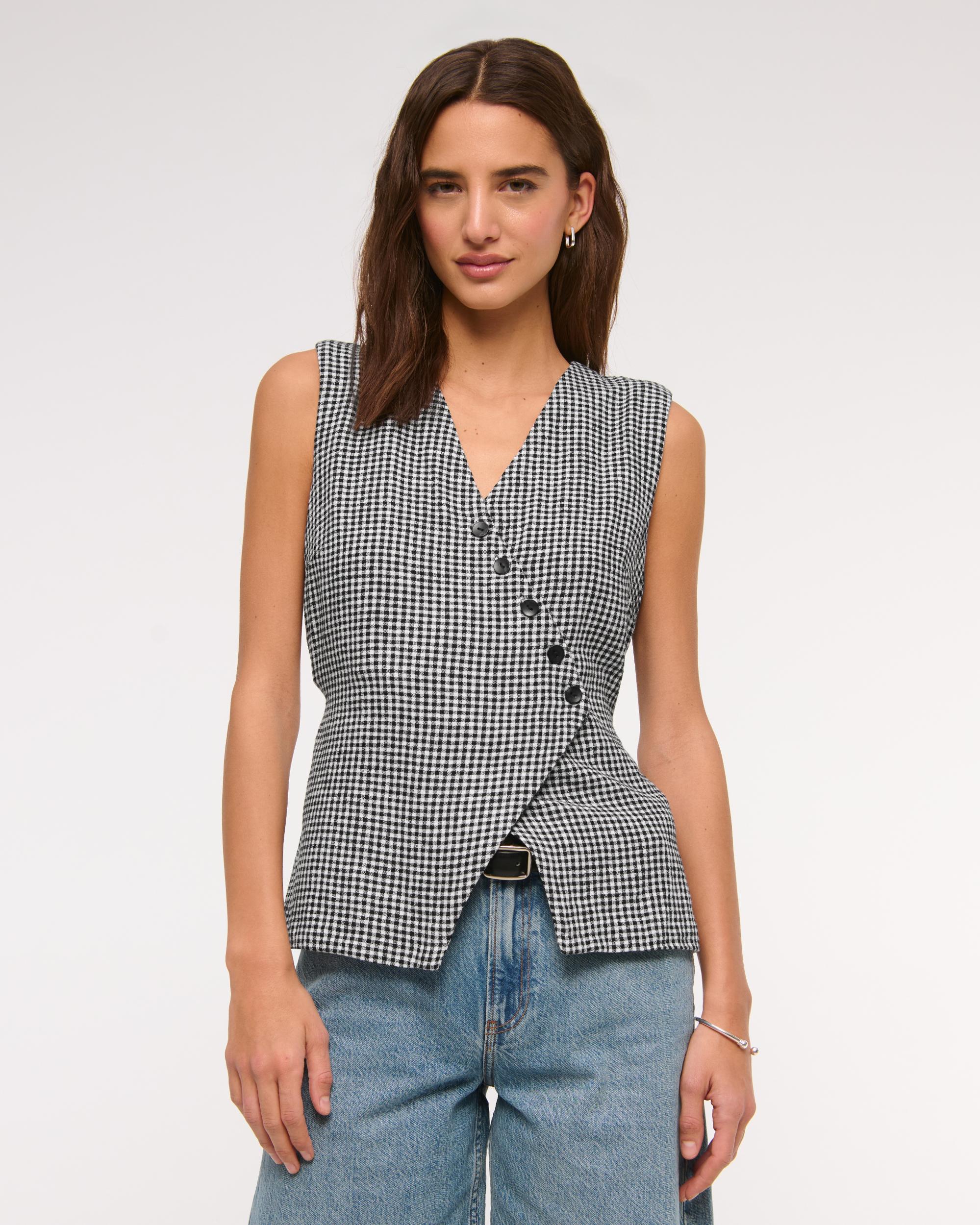 Asymmetrical Linen-Blend Vest Product Image