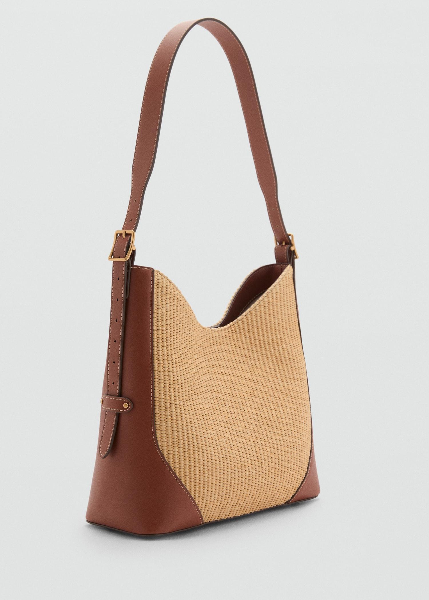 Raffia-effect shoulder bag - Women | MANGO USA Product Image