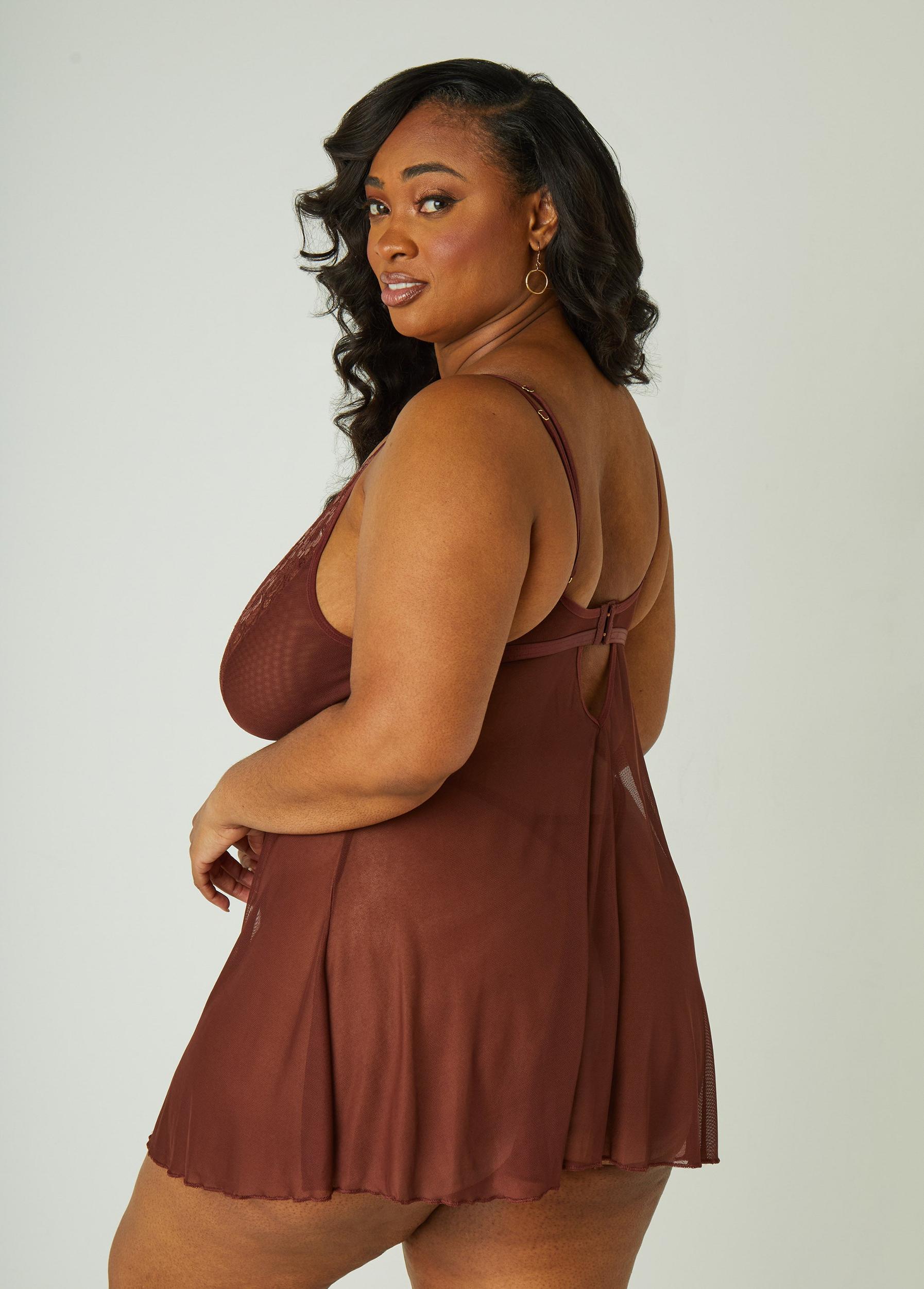 Caged Lace And Mesh Babydoll Set Product Image