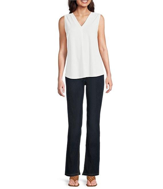 Jones New York Moss Crepe Pleat-Front V-Neck Sleeveless Shell Product Image