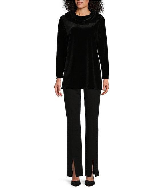 Caroline Rose Stretch Velvet Knit Cowl Neck Long Sleeve Tunic Product Image
