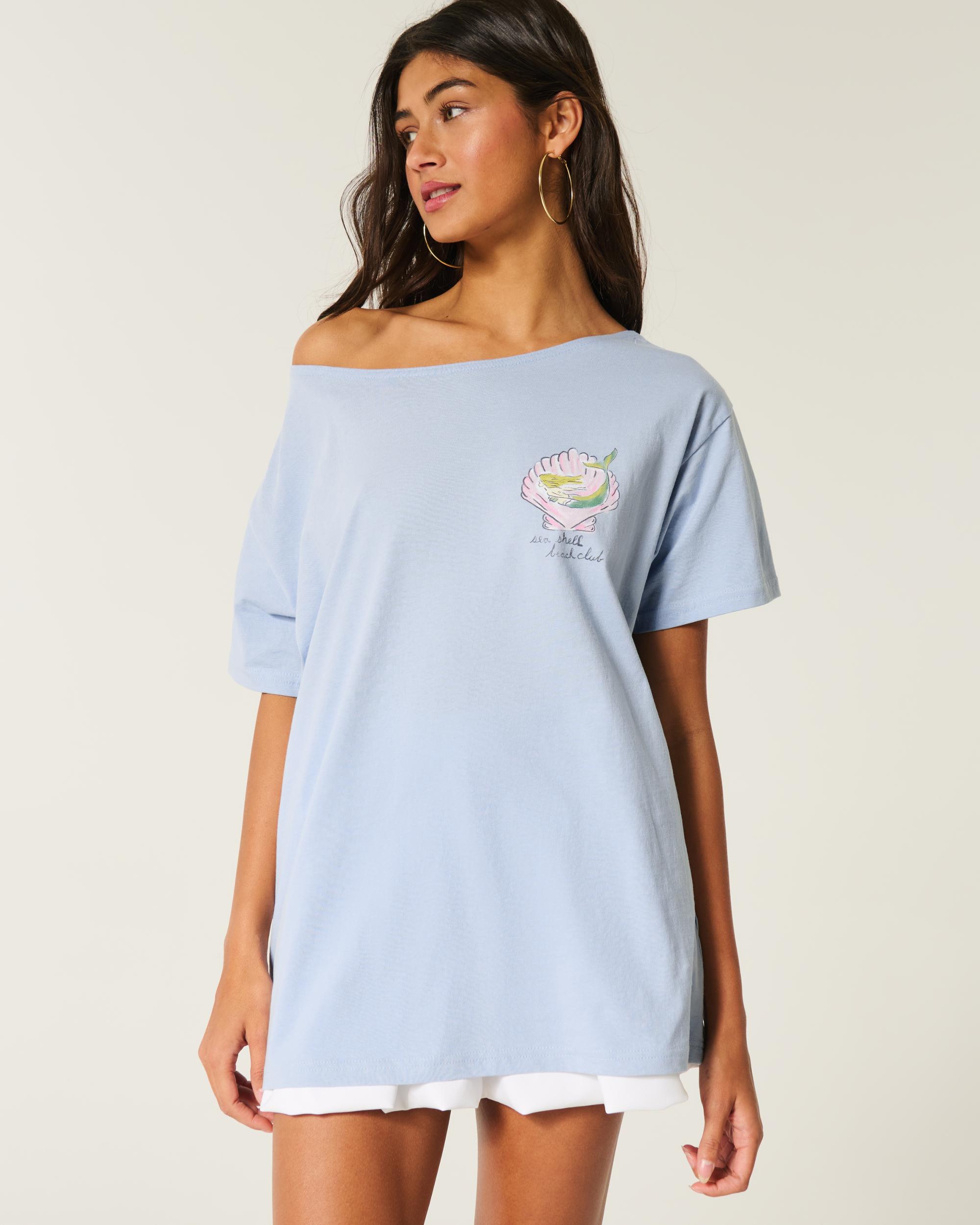 Oversized Off-the-Shoulder Kauai Graphic Tee Product Image