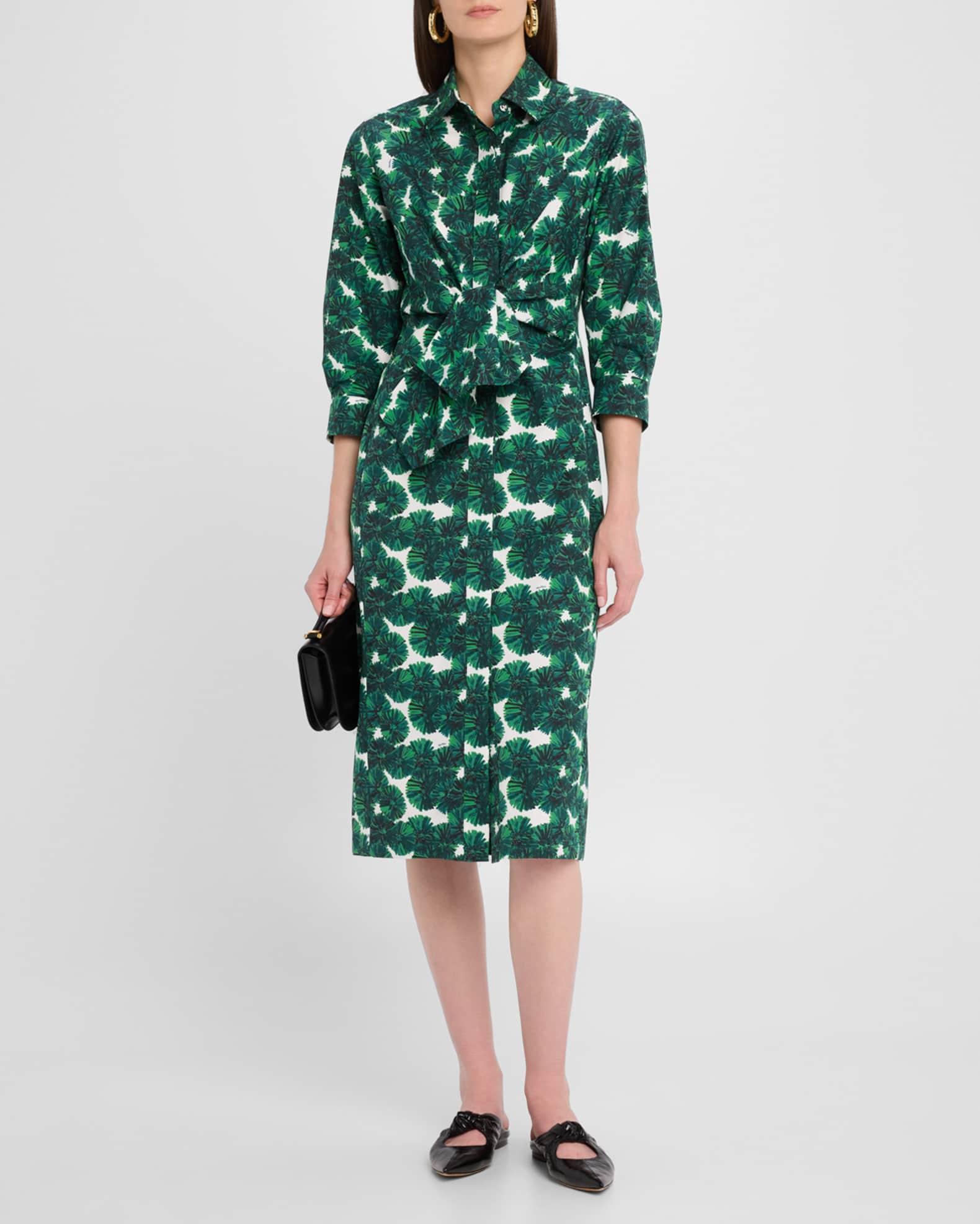Maremma Floral Waist-Tie Midi Shirtdress Product Image
