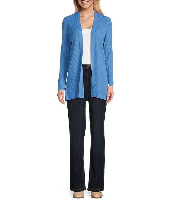 Jones New York Sutton Ribbed Knit Long Sleeve Open Front Cardigan Product Image