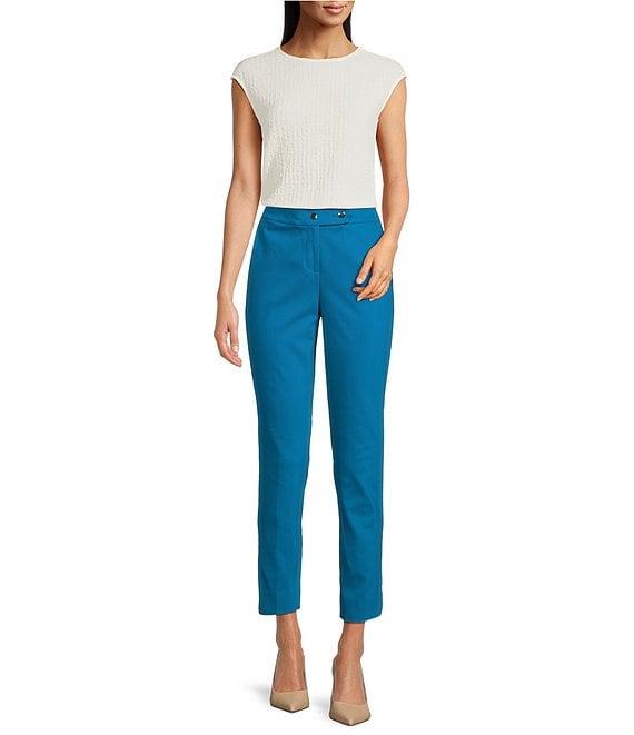 Calvin Klein Textured Crew Neck Cap Sleeve Blouse Product Image