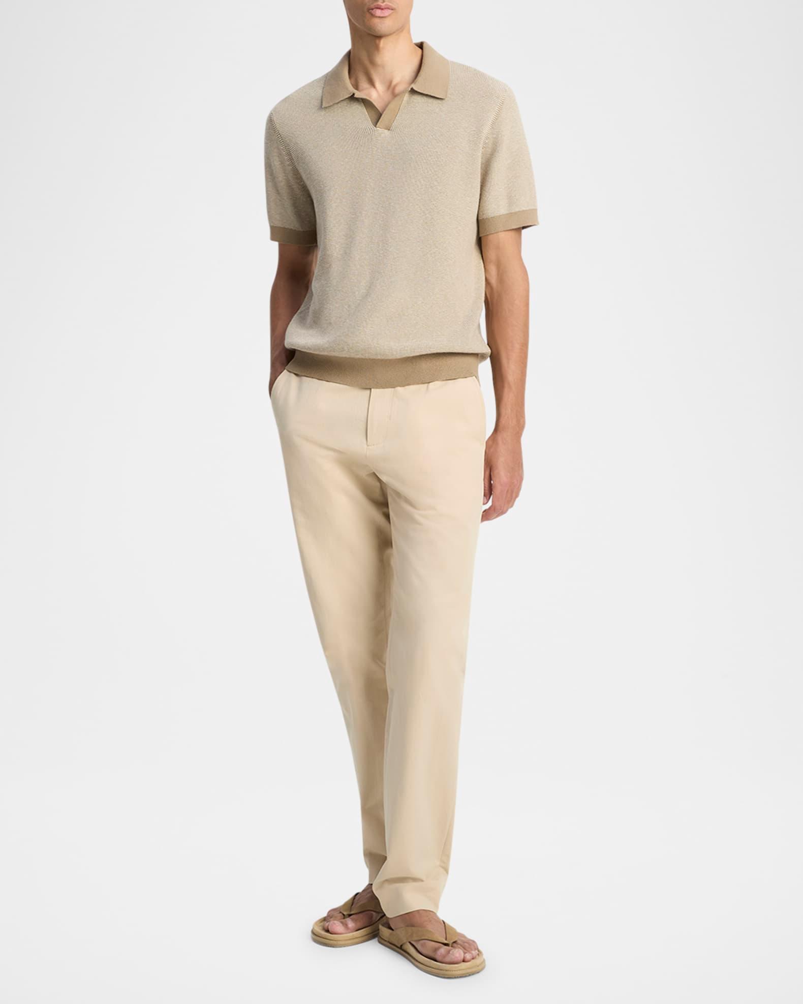 Men's Cotton and Cashmere Johnny Collar Polo Shirt Product Image