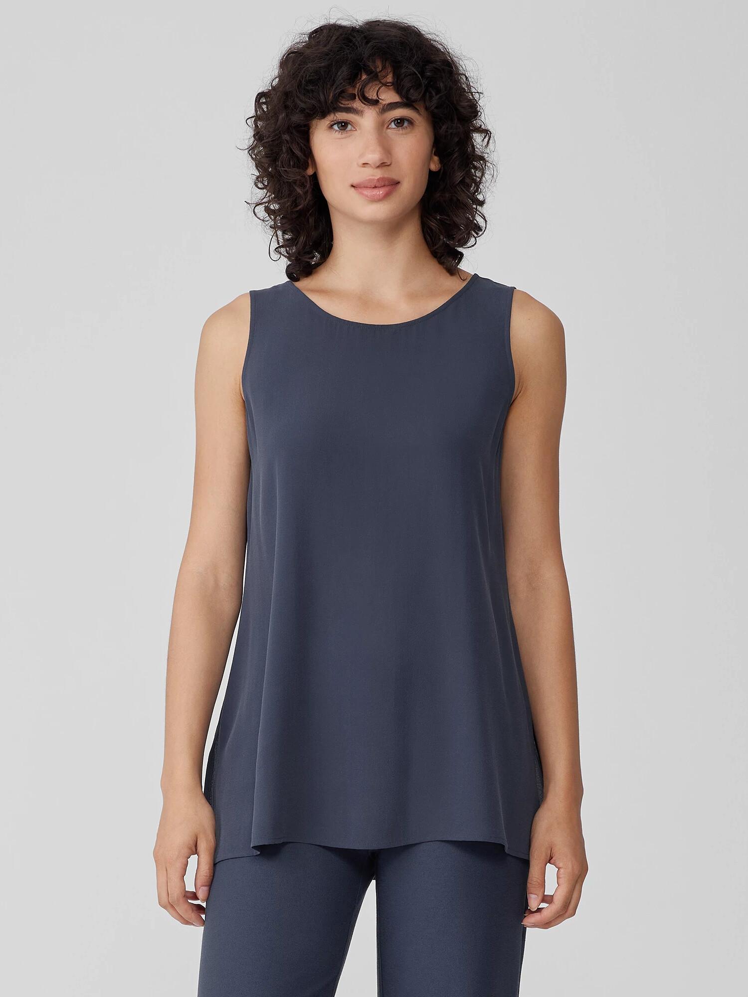Silk Georgette Crepe Ballet Neck Tank Product Image