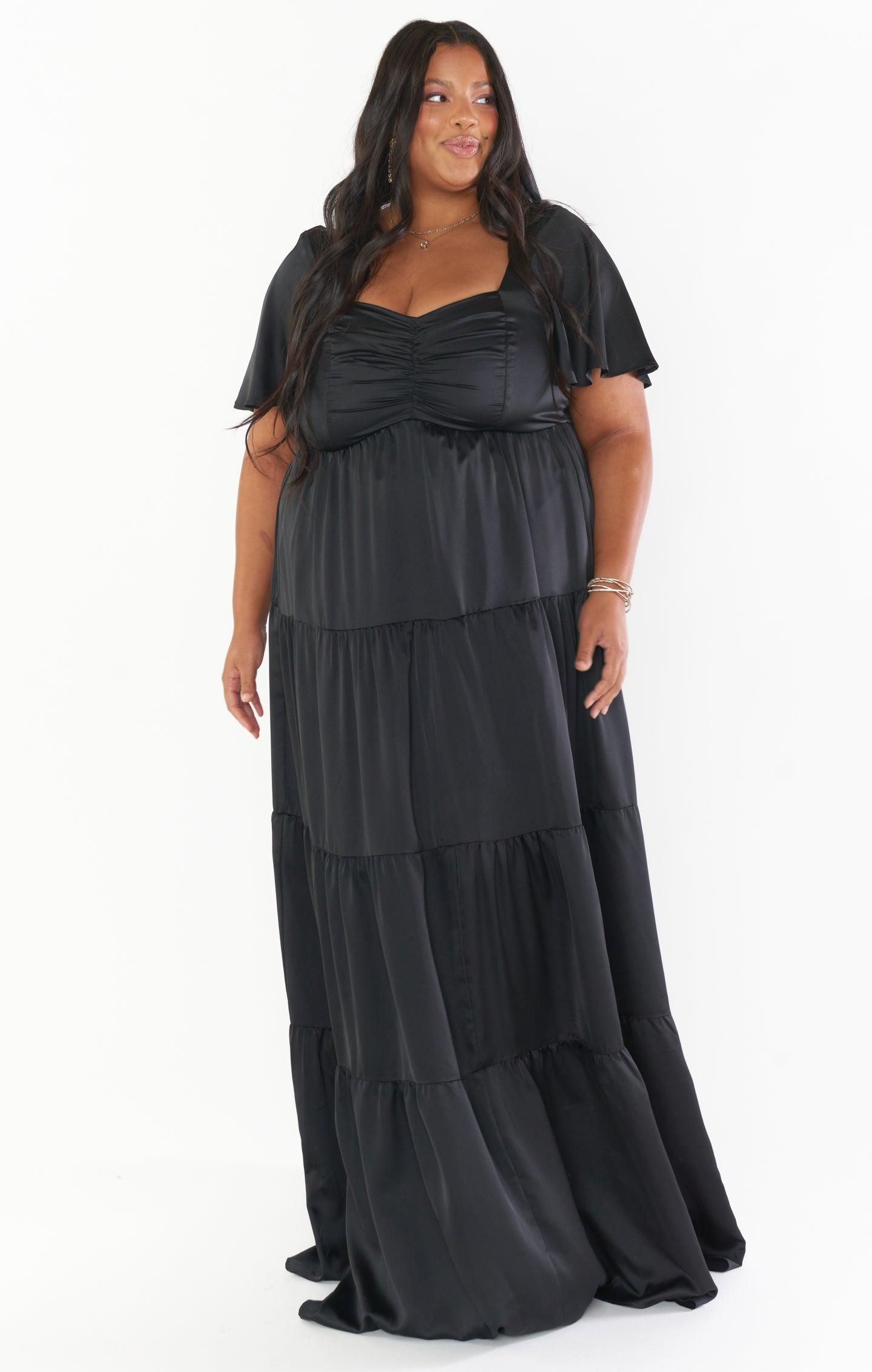 Nicole Maxi Dress ~ Black Luxe Satin Product Image