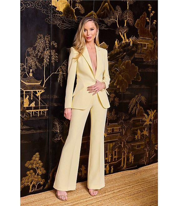Muse by Marchesa Daphne Stretch Crepe Notch Lapel Collar Neck Long Sleeve One Button Blazer Product Image