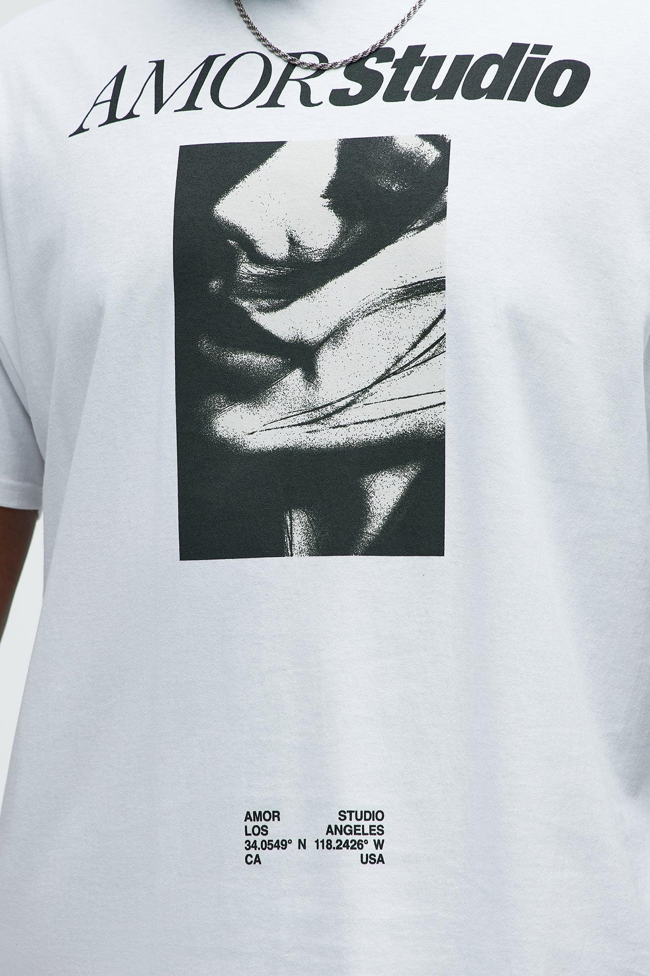 AMOR Studio Short Sleeve Crew Neck T shirt - White Product Image