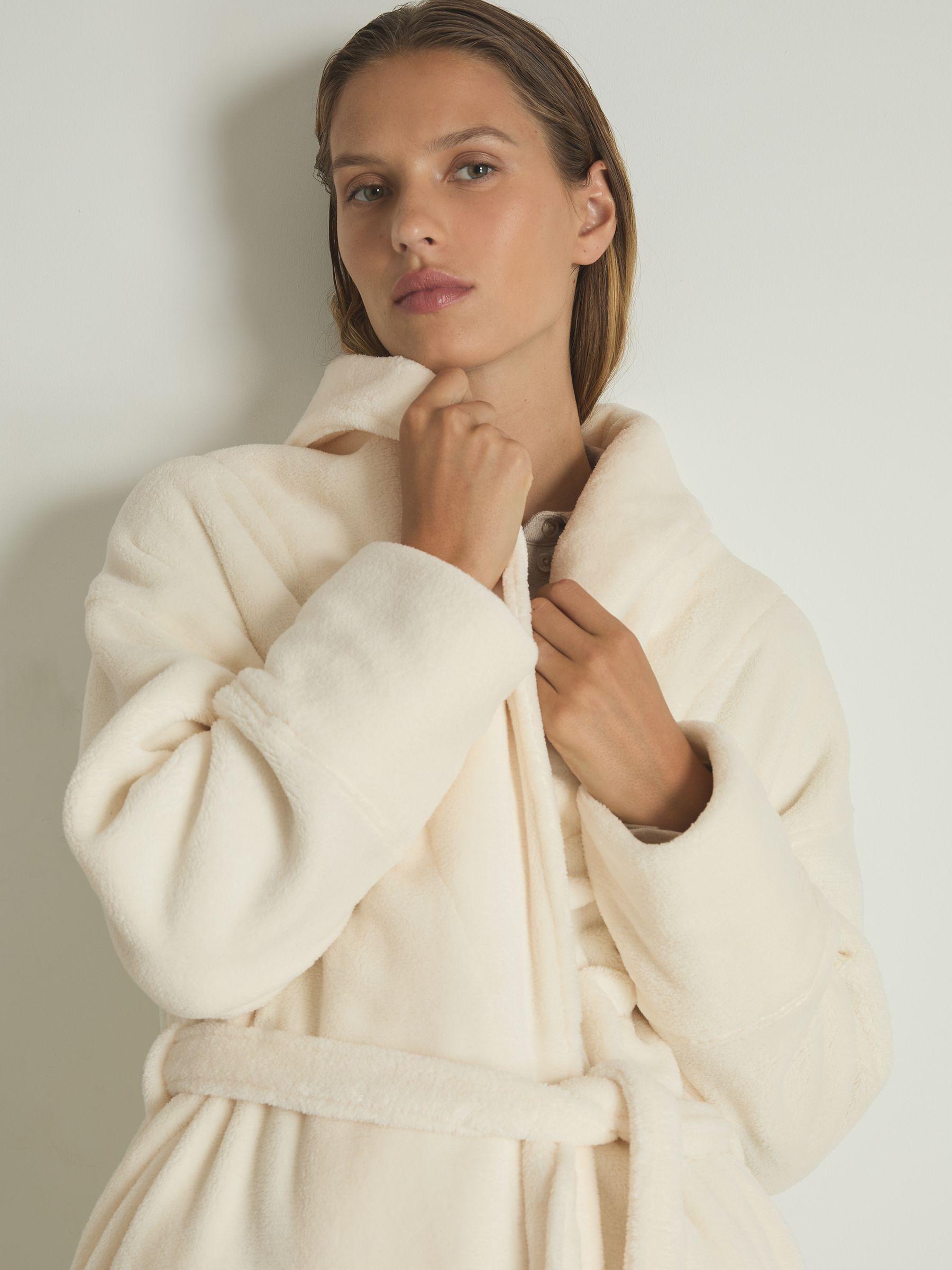 Fleece Dressing Gown in Ivory Product Image