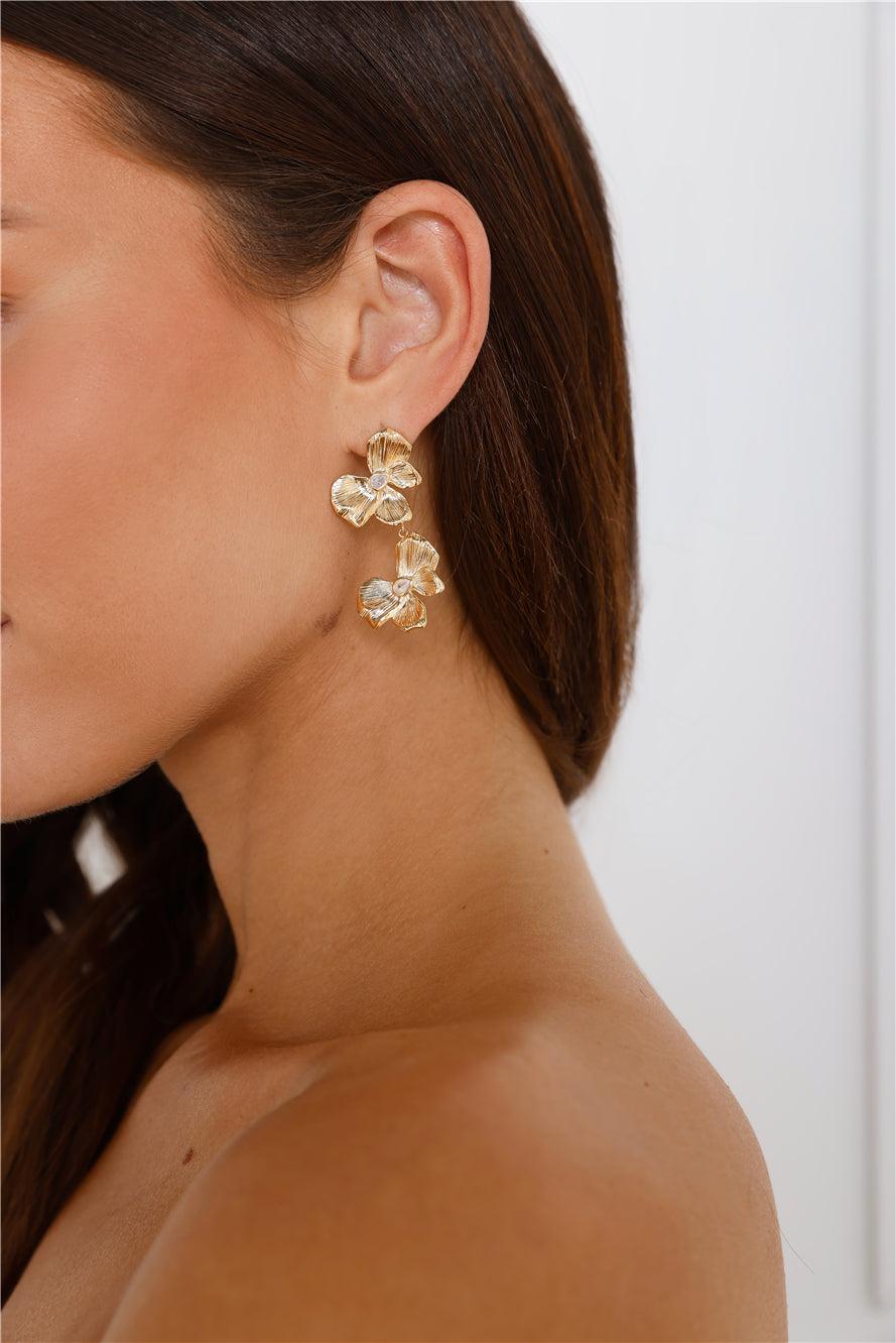 18k Gold Plated Trendier Earrings Gold Product Image
