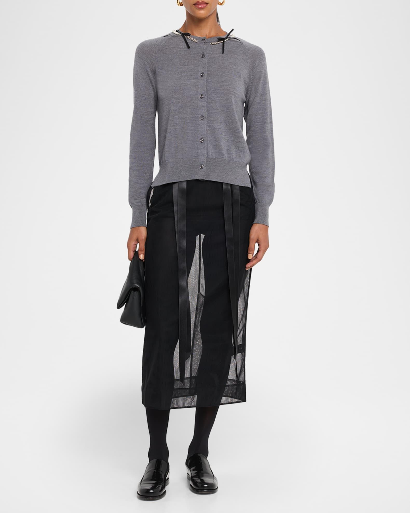 Ribbon Bow Sheer Pencil Skirt Product Image