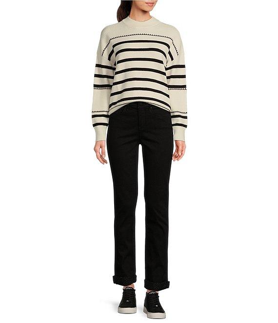 NYDJ Sheri Lift Tuck® Stretch Denim Rolled Cheetah Cuff Slim Leg Mid Rise Ankle Jean Product Image