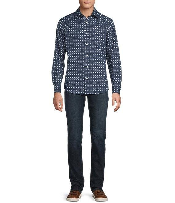 Cremieux Big & Tall Premium Denim Geometric Stretch Long Sleeve Woven Shirt Product Image