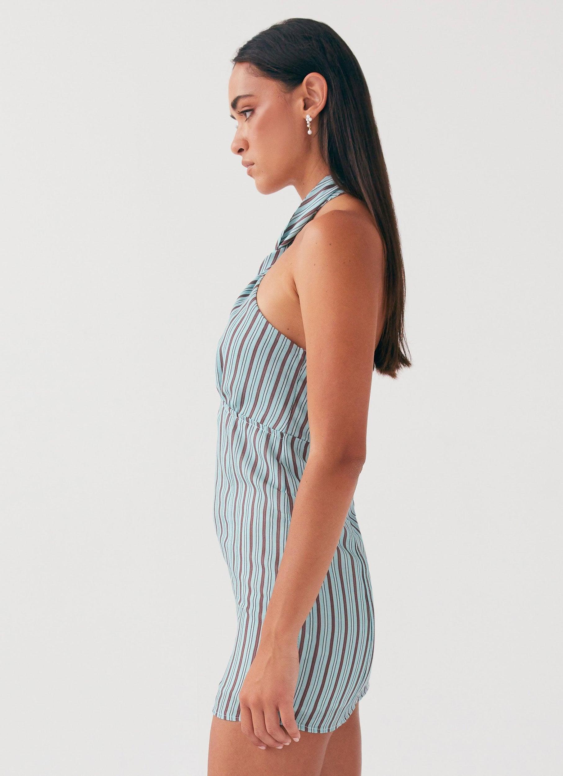 Sabine Linen Mini Dress - Coastal Stripe Product Image