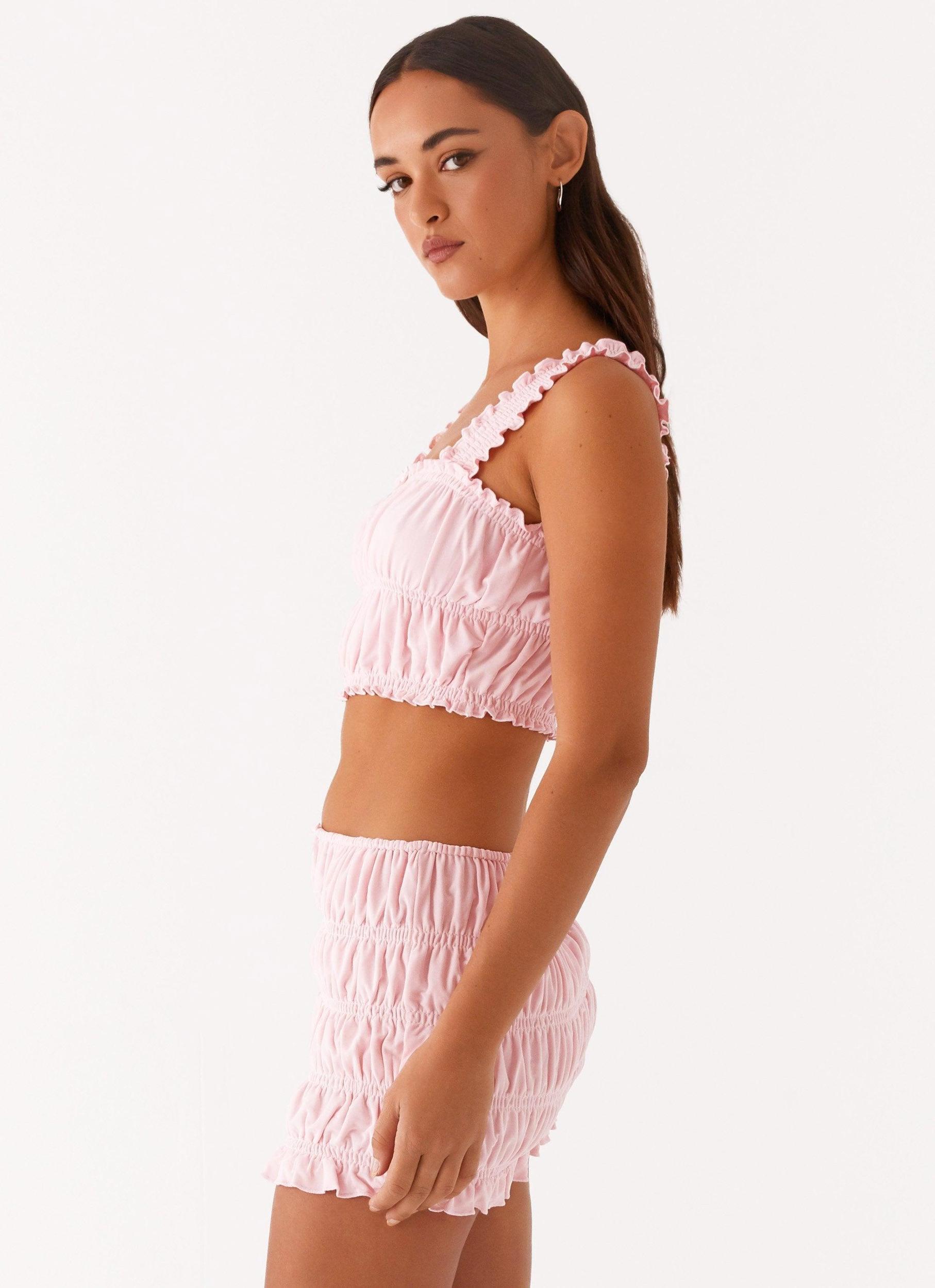 Off By Heart Shirred Top - Blush Product Image