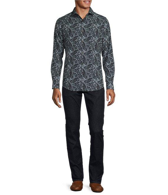 Murano Big & Tall Slim Fit Pattern Performance Stretch Long Sleeve Woven Shirt Product Image