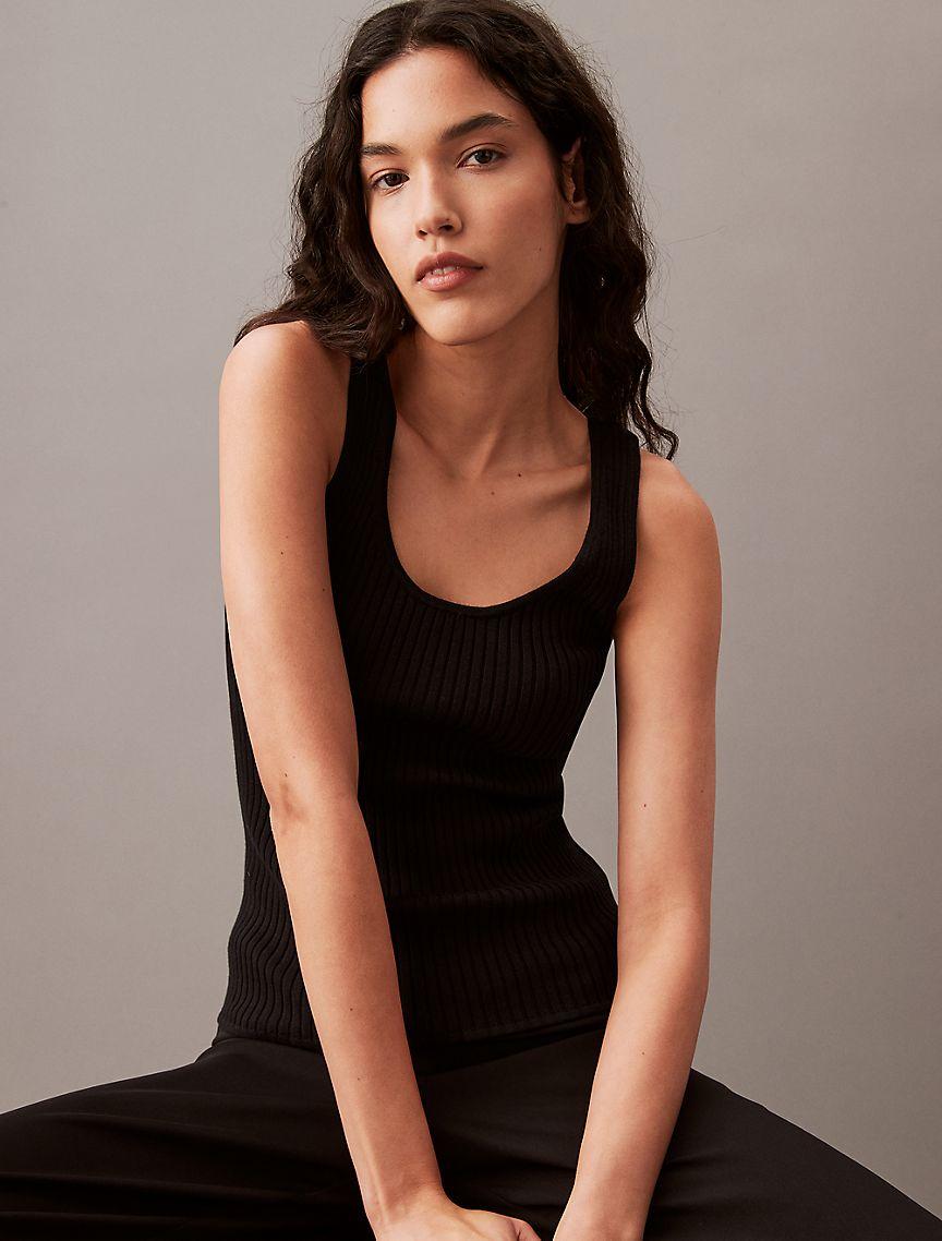 Smooth Cotton Rib Sweater Tank Top Product Image