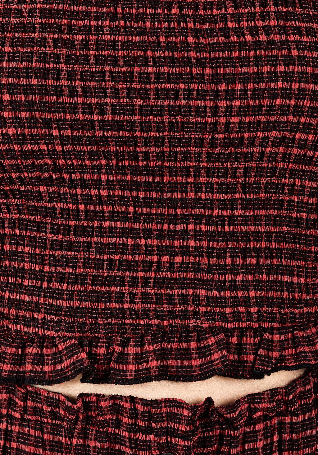 Carmine Textured Check Crop Top Product Image
