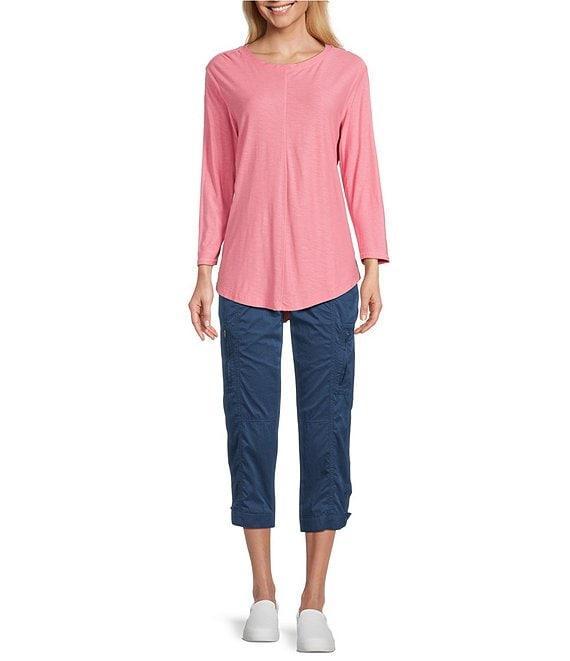 Westbound Petite Size 3/4 Sleeve Knit Crew Neck Top Product Image