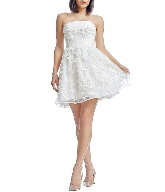 Dress the Population Marilyn Strapless 3D Applique Sequin Mesh Fit & Flare Mini Dress Product Image