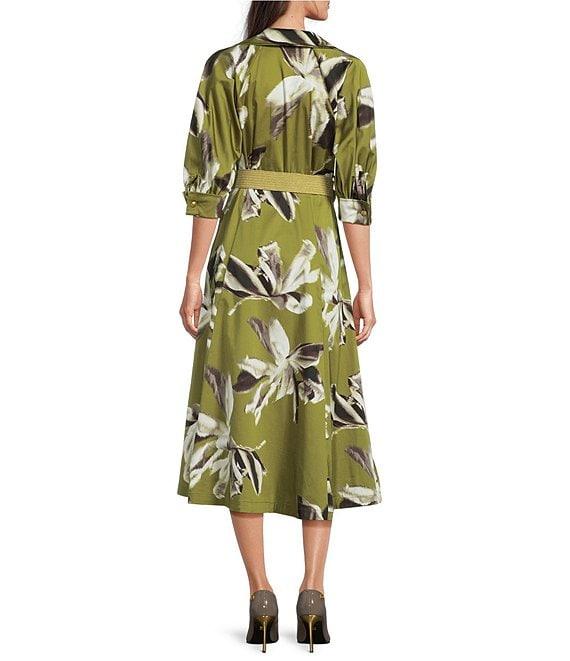 Donna Karan Short Sleeve Button Front Midi Belted Shirt Dress Product Image