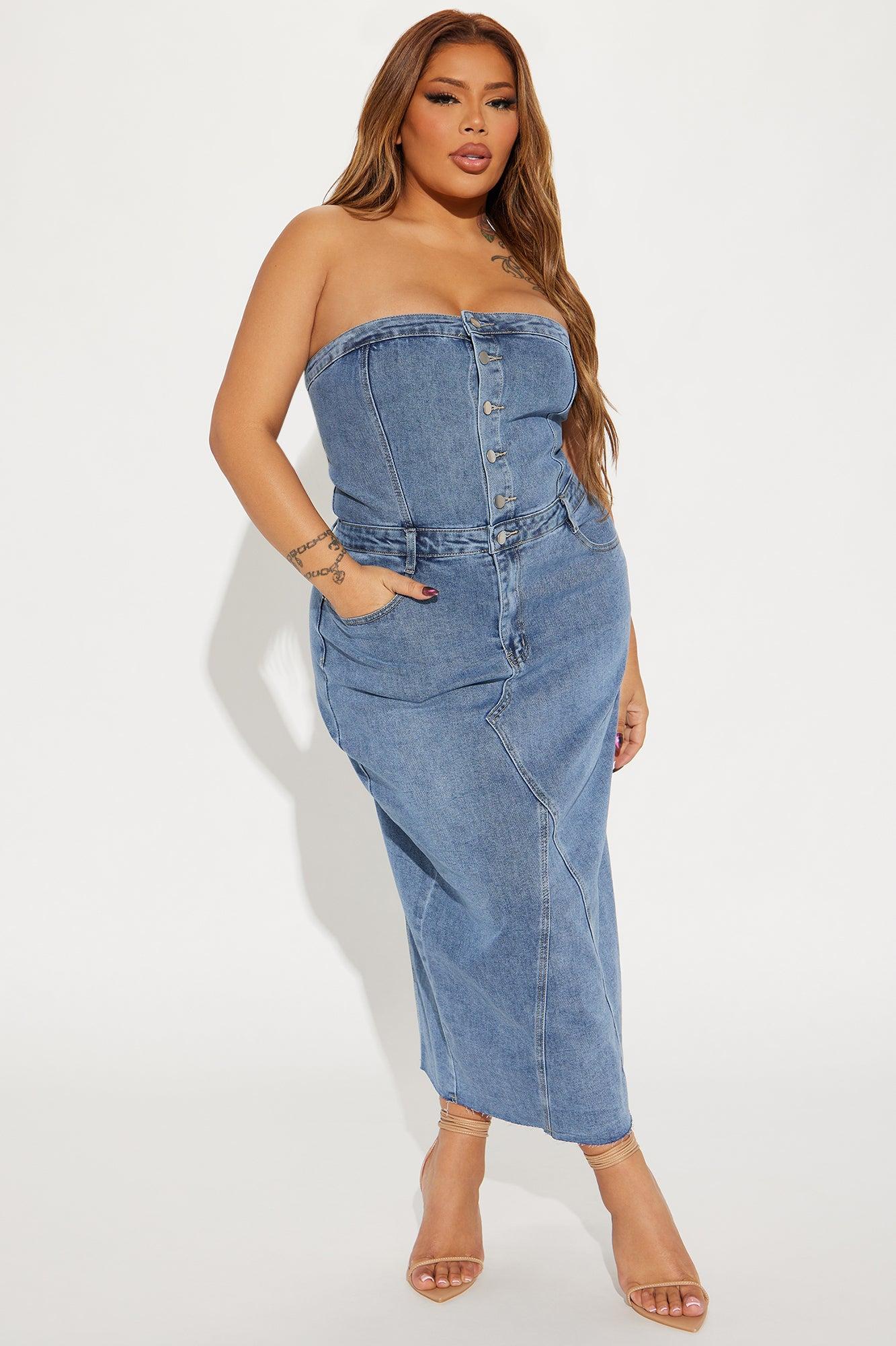 Christa Denim Maxi Dress - Medium Wash Product Image