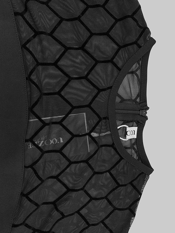 Long Sleeves Loose Hollow Solid Color Split-Joint Round-Neck Mini Dresses Product Image