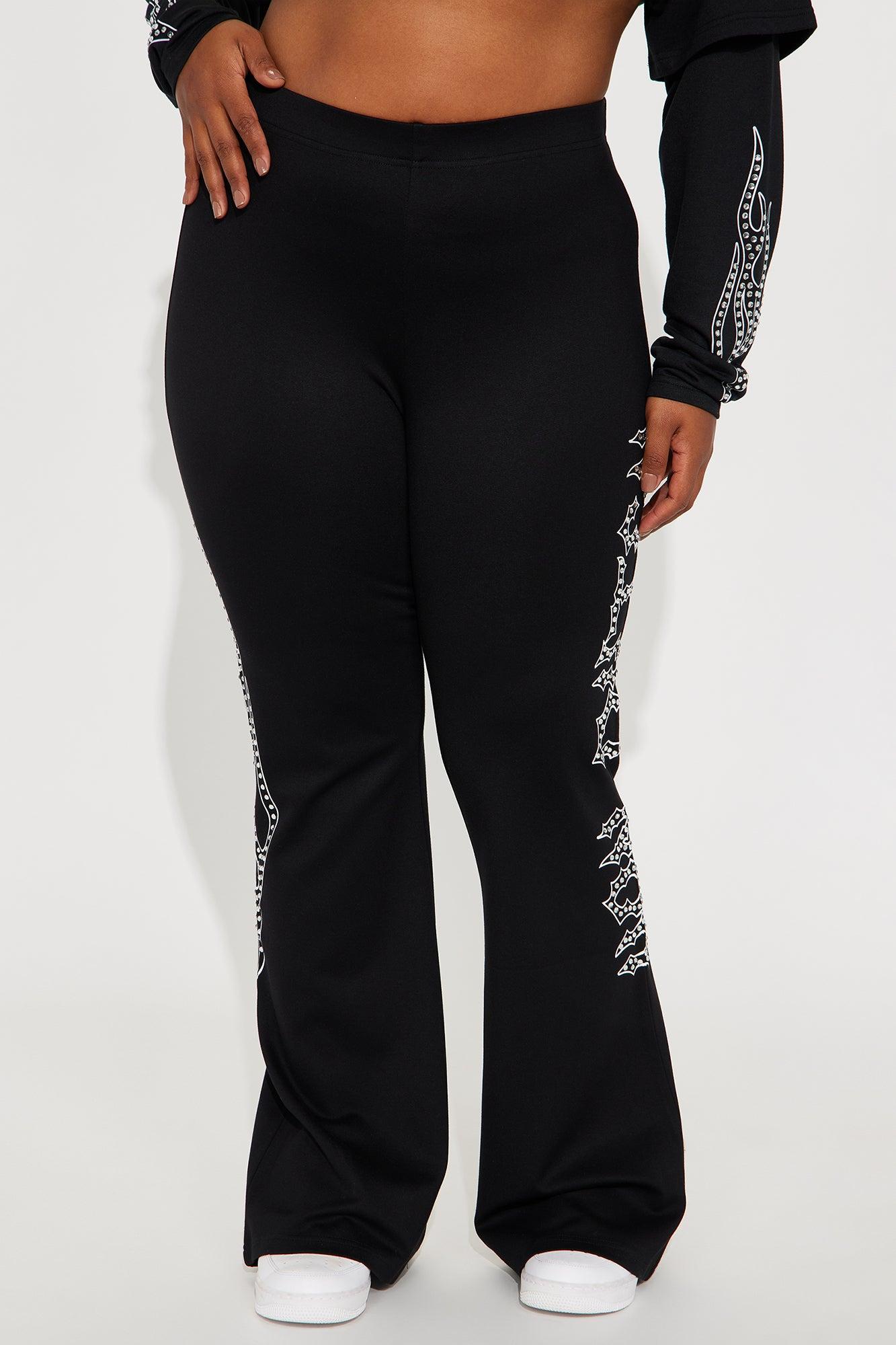 Von Dutch Fire Racer Rhinestone Flared Pant - Black Product Image