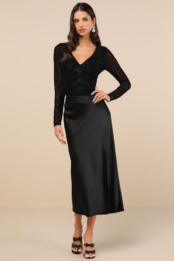 Chicly Mesmerizing Black Mesh Burnout Long Sleeve Bodysuit Product Image