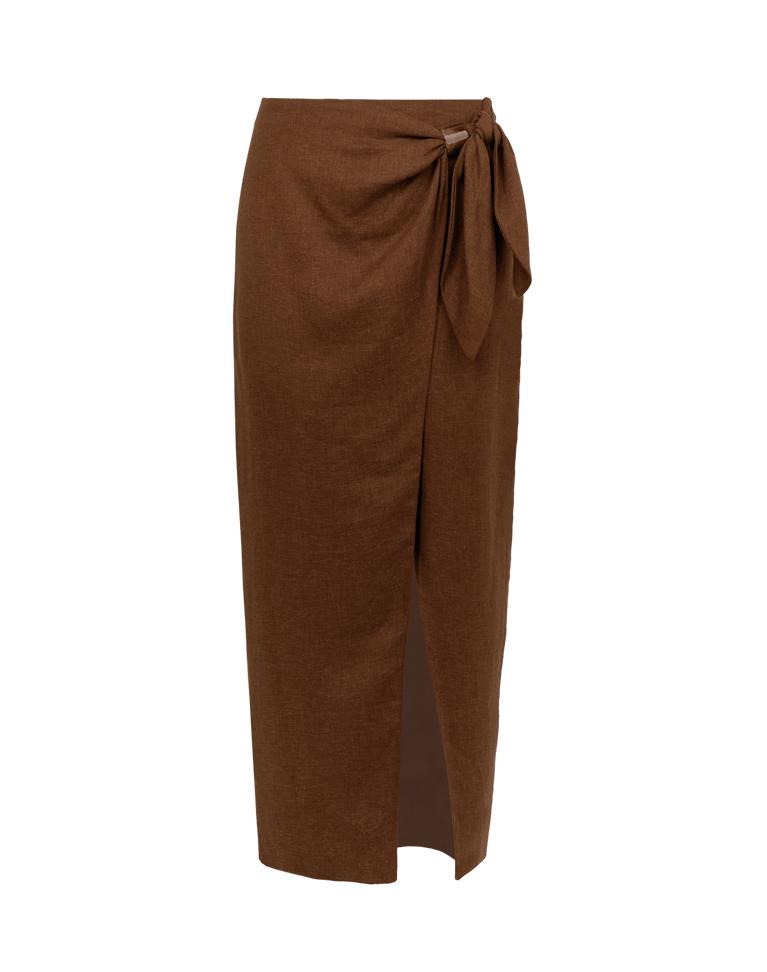 Luna Midi Skirt - Brown Product Image