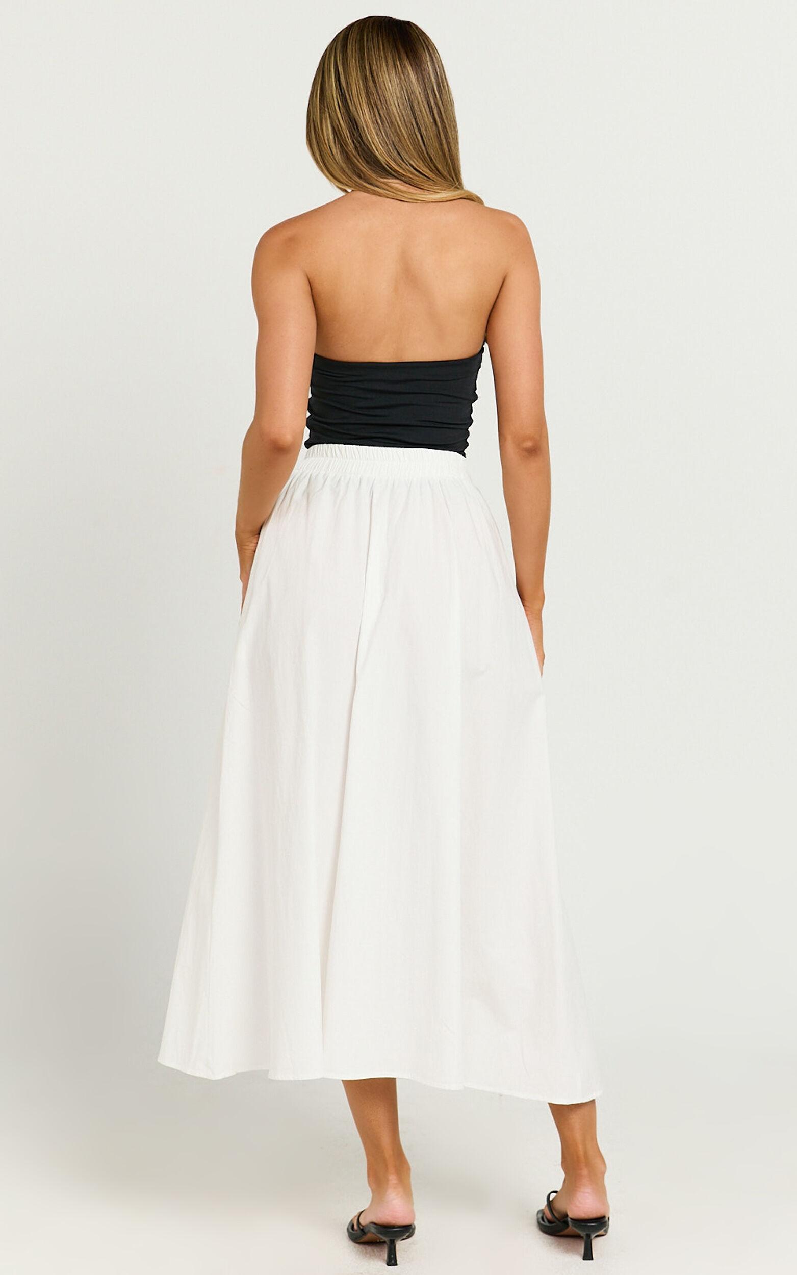 Annika Midi Skirt - Side Split A Line Skirt in Ivory Product Image