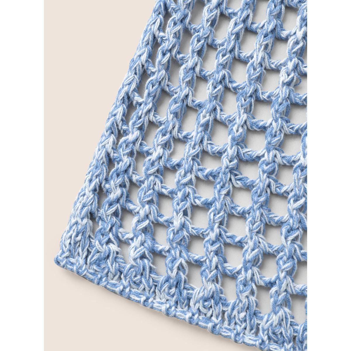 Plus Size Ombre Heather Hollow Out Bell Sleeve Swim Cover Up Women's Swimwear Stone Beach Cut-Out Curve Swim Cover Ups BloomChic 28/5X Product Image