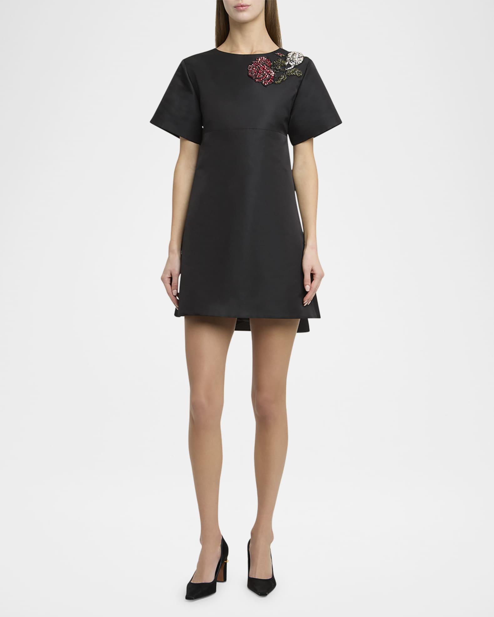 Crystal Rose Short-Sleeve Taffeta Mini Dress Product Image