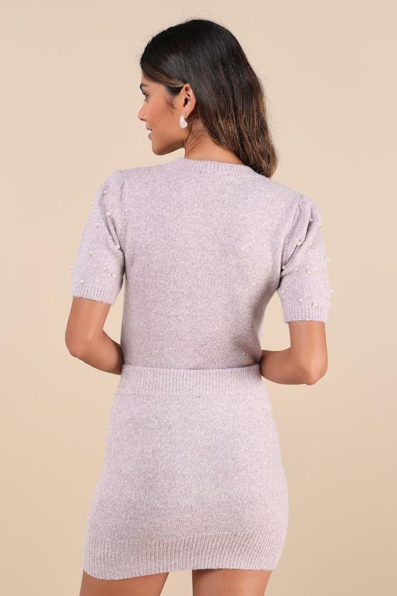 Curated Style Lavender Heathered Pearl Sweater Mini Skirt Product Image