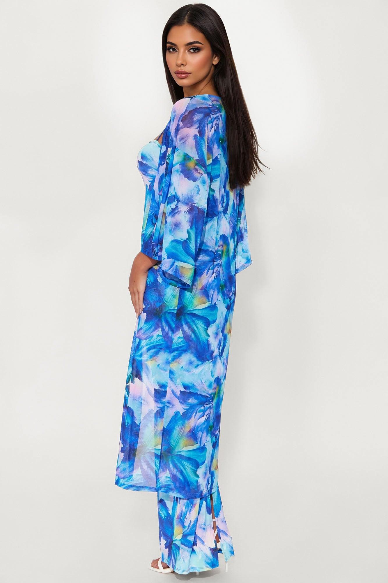 Nathalia Floral Maxi Dress Set - Blue/combo Female Product Image