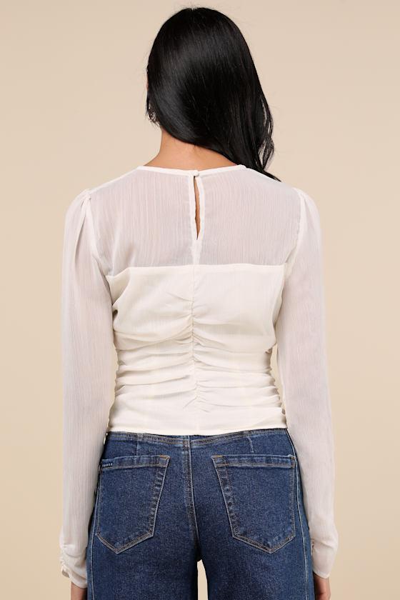 Majorly Composed Ivory Long Sleeve Top Product Image