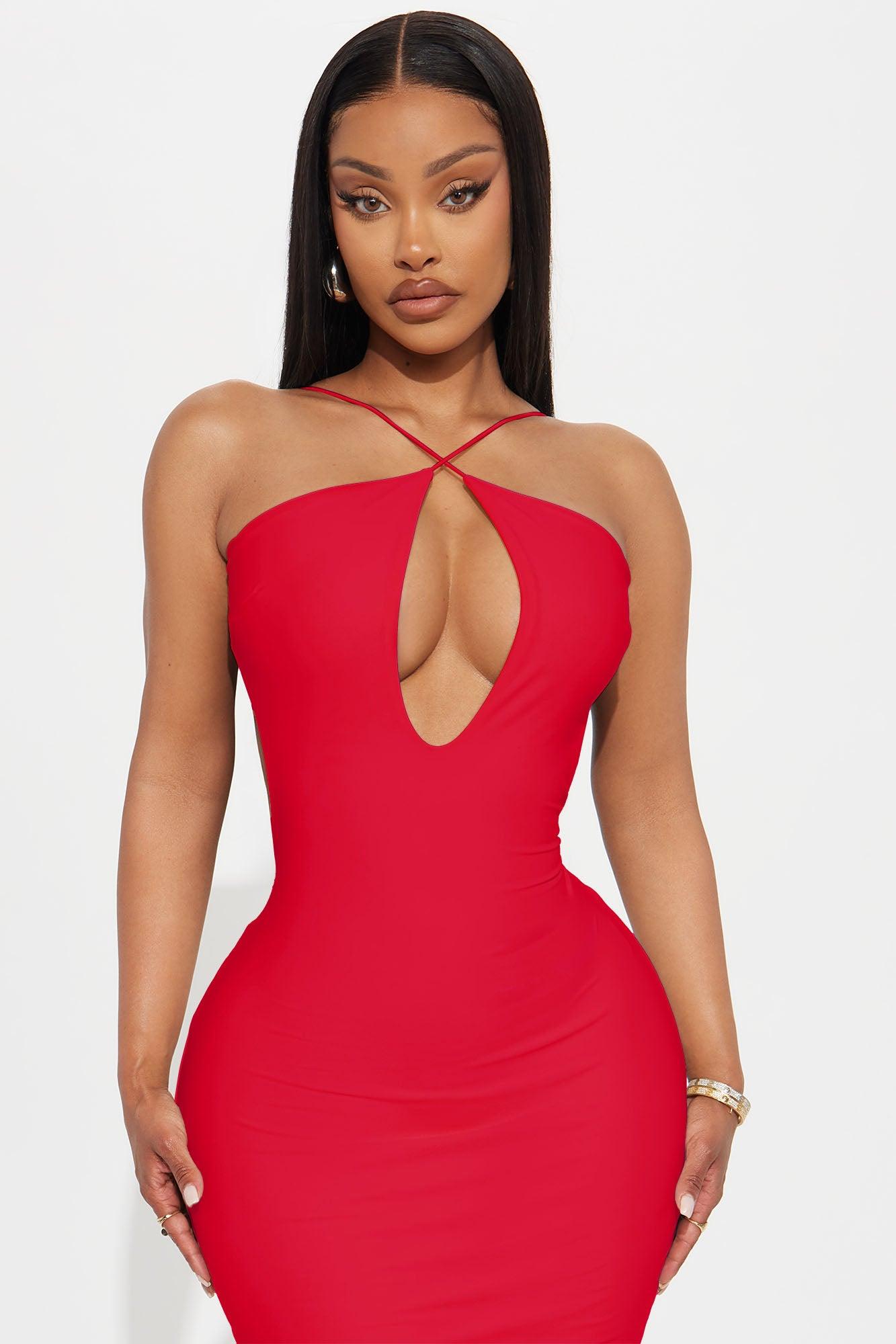 Katrina Cut Out Maxi Dress - Red Female Product Image
