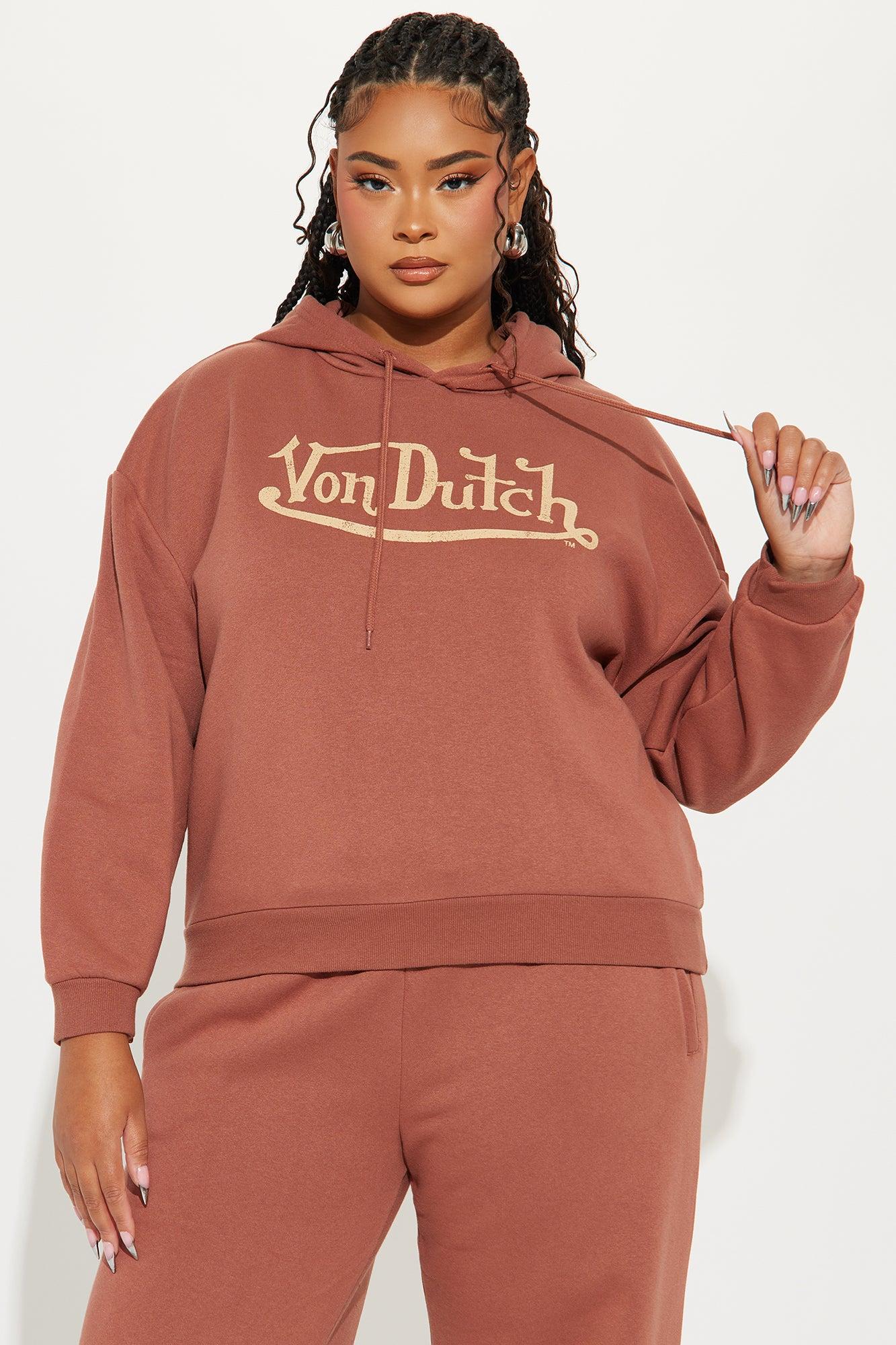 Von Dutch Vintage Cropped Hoodie - Mocha Product Image