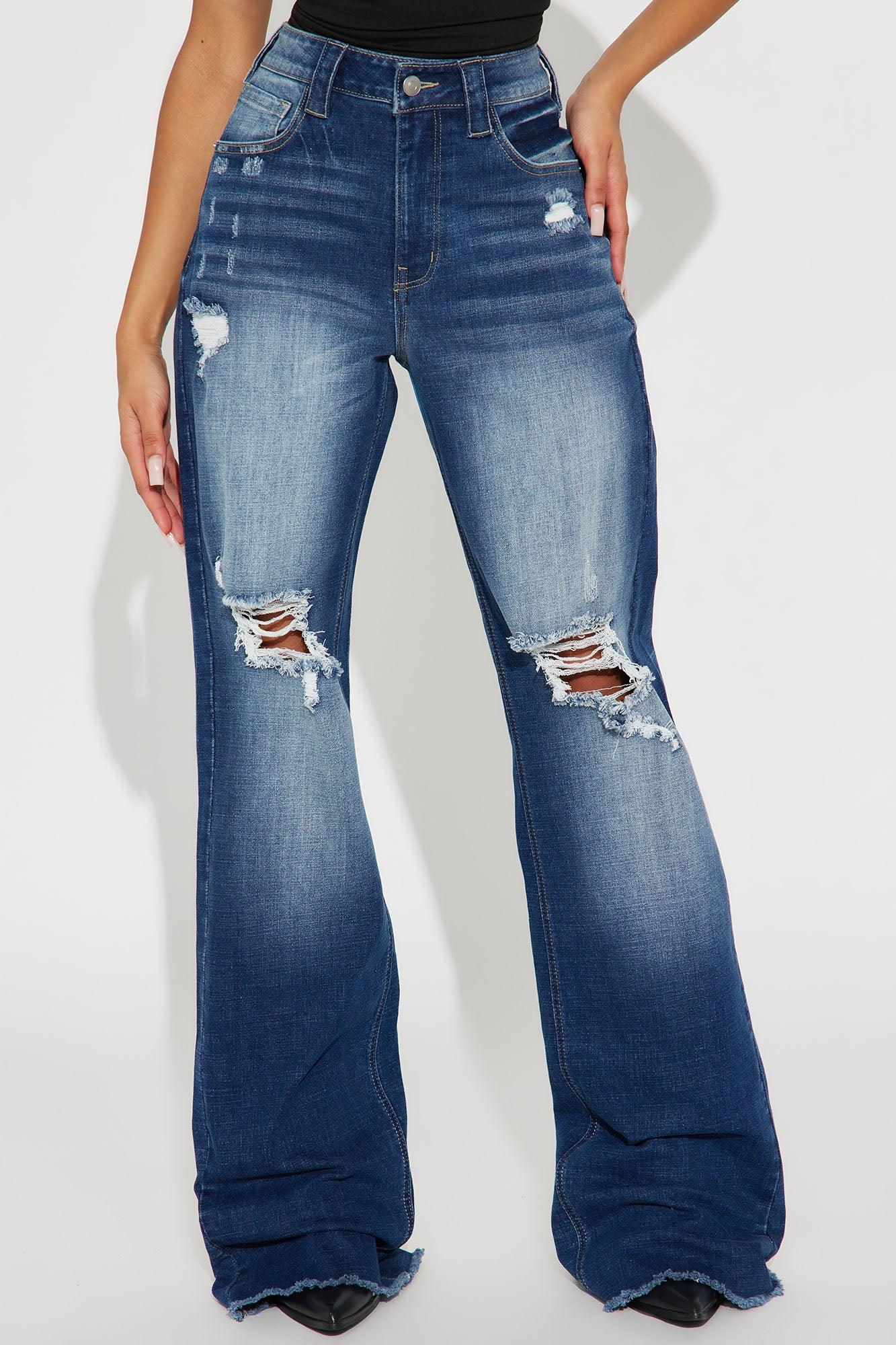Tall Coldwater Canyon Stretch Ripped Wide Leg Jeans - Dark Wash Female Product Image
