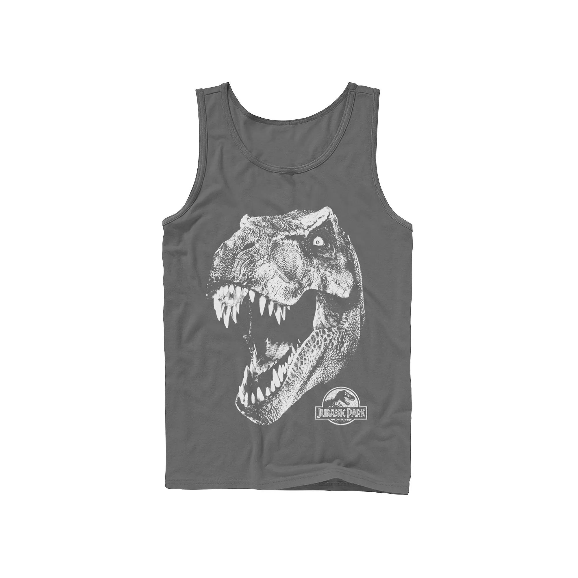 Men's Jurassic Park T-Rex White Head Roaring Tank Top,  Product Image