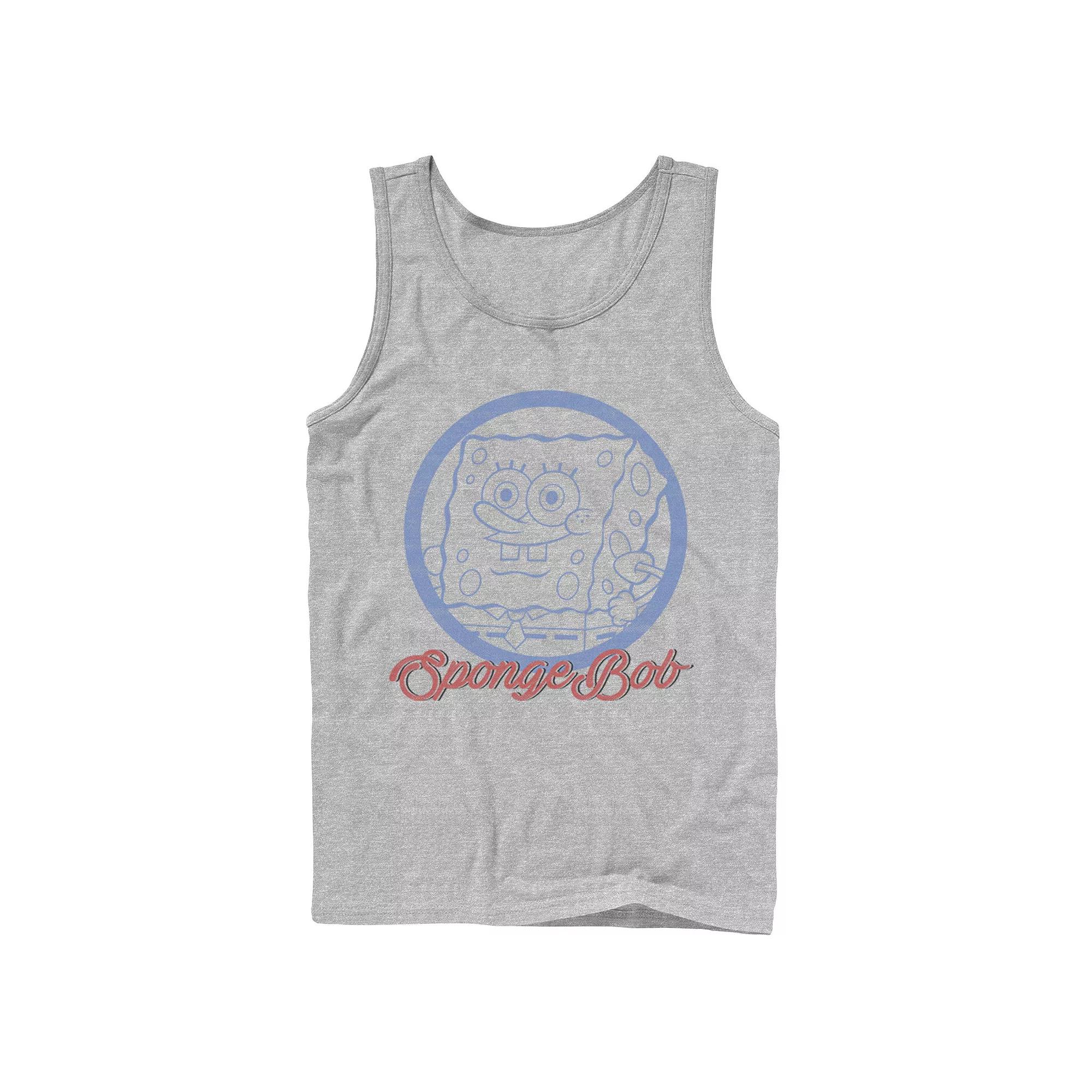 Men's Nickelodeon SpongeBob SquarePants Line Art Cursive Logo Portrait Graphic Tank Top,  Product Image