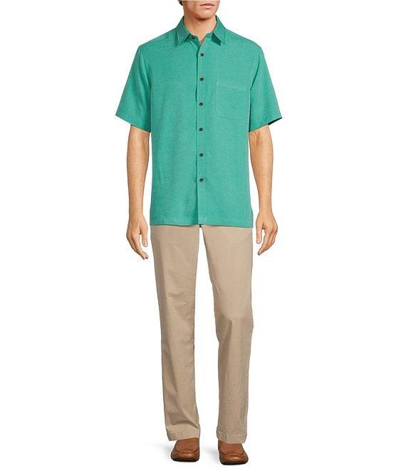 Roundtree & Yorke Short Sleeve Solid Slub Sport Shirt Product Image